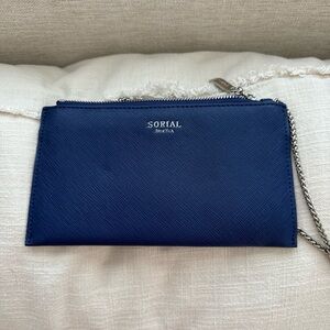 SORIAL NY I NWT Sapphire Blue & Silver Vegan Leather Mini Crossbody Bag Purse